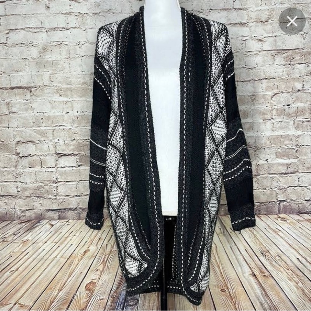 Buckle black womens long cardigan